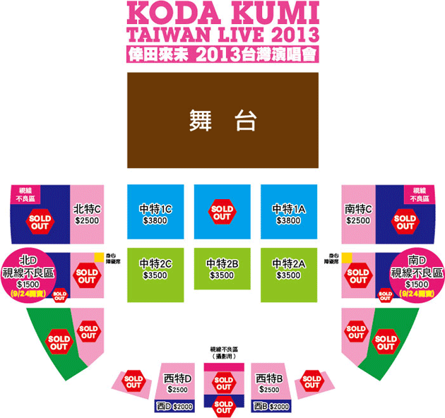 倖田來未2013台灣演唱會座位圖